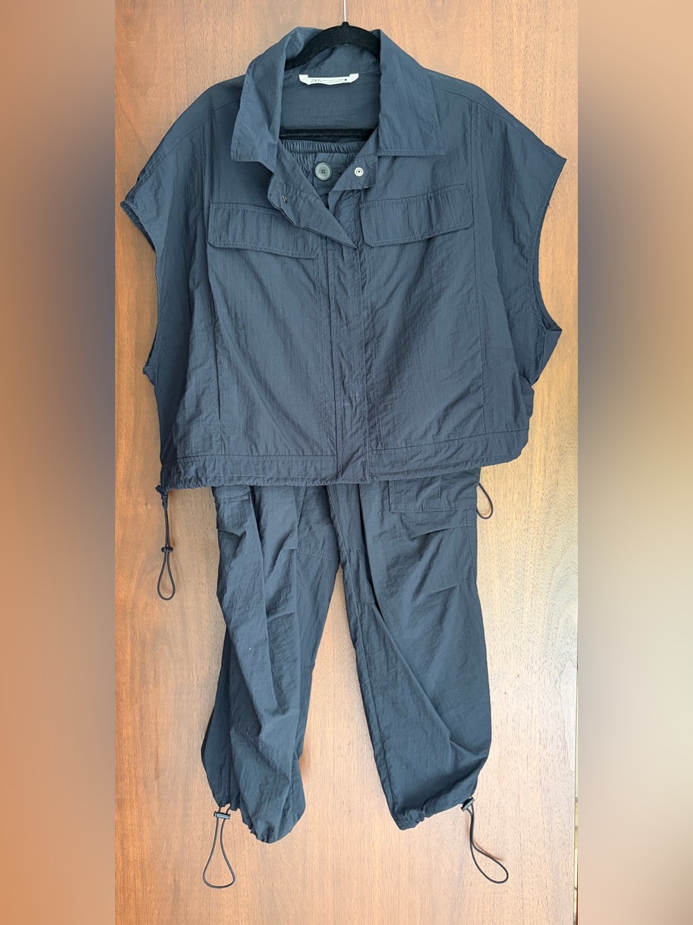 Zara Nylon Two Piece Set in Navy size M/L